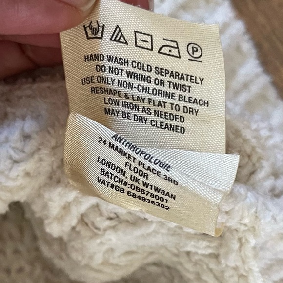 Anthropology sleeping on snow cream plush wool blend cable knit sweater sz small - Picture 10 of 12